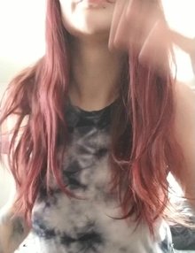 A titty drop in my favorite shirt and my new red hair