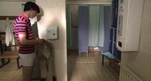 Siwan Morris in Skins (Plot: Student goes into staff showers because his drier is broken)