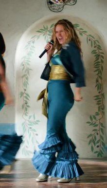 Lily James backplot from Mamma Mia! Here We Go Again (2018)