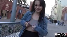 Taking her boobs out in front of the stadium (fixed)