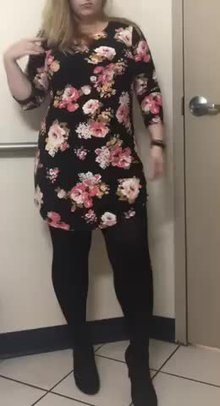 Annoying day at work and a hole in my tights. Oh well! At least I can escape to the bathroom and shake my booty