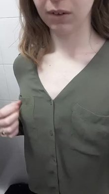 Cheeky tit tease in the uni bathrooms