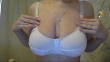 Camgirl Opens Bra and Shows Her Saggy Milk Filled Tits
