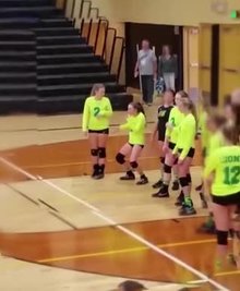 Volleyball Girl Dancing and Making Fun With The Opponents