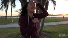 Getting Maya Bijou naked outside before giving her a creampie