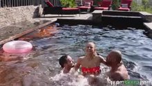Emma Hix invited her friends to the pool... ended up fucking them