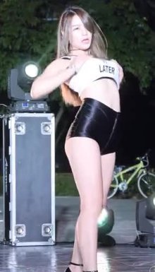Them Jiggly bouncing ass in tight leather shorts