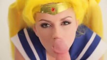 Lexi Belle as Sailor Moon cosplayer gets facial