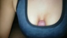 Amazing cumshot during titfuck with bra