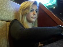Hot blonde flashes in the Internet Cafe