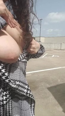 Bouncing my bare latina tits: Parking Lot Edition