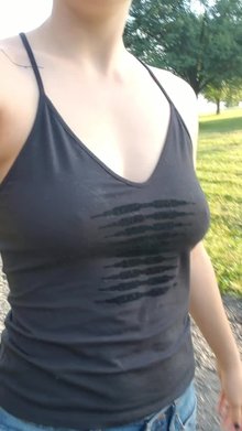 I love letting my titties out in the park! Those joggers didn't suspect a thing?