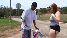 Thicc ginger babe fucks black dude for her bike back (Sound)